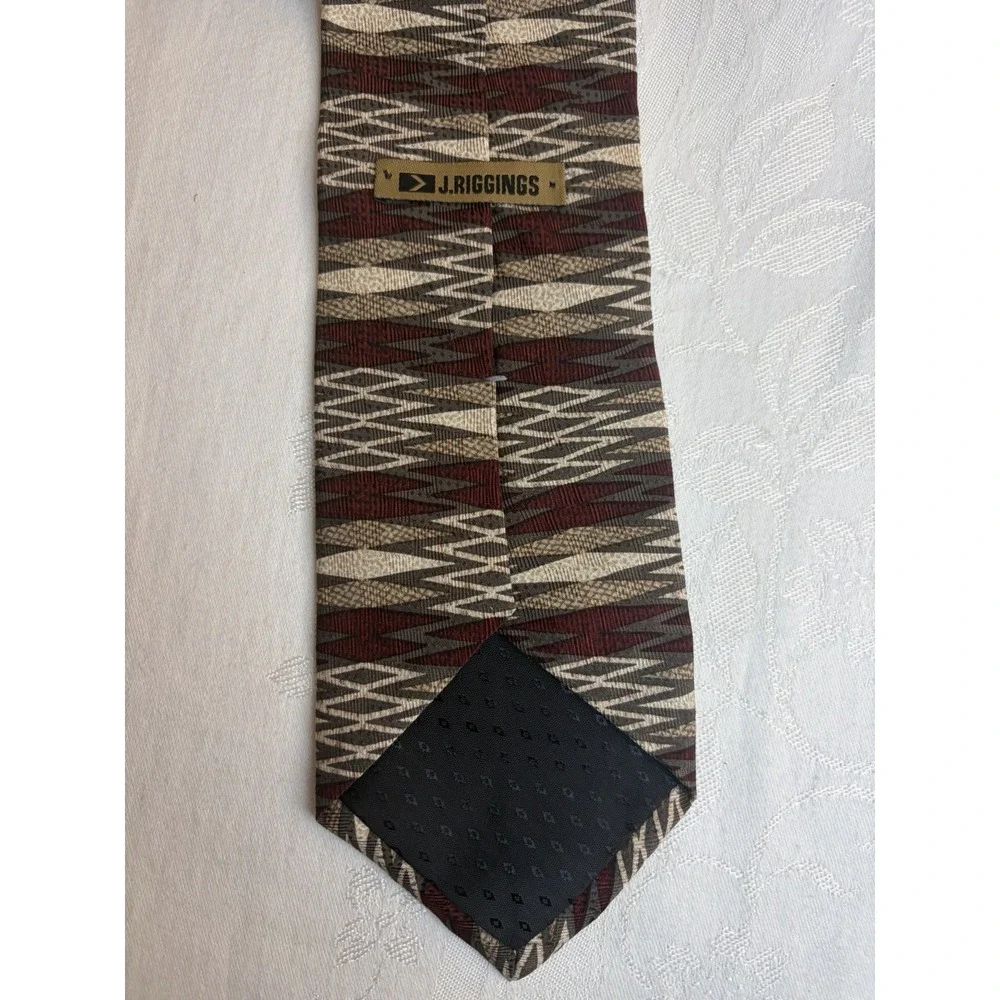 J. Riggings Necktie 100% Silk Vintage Geometric Mens Tie Business Attire